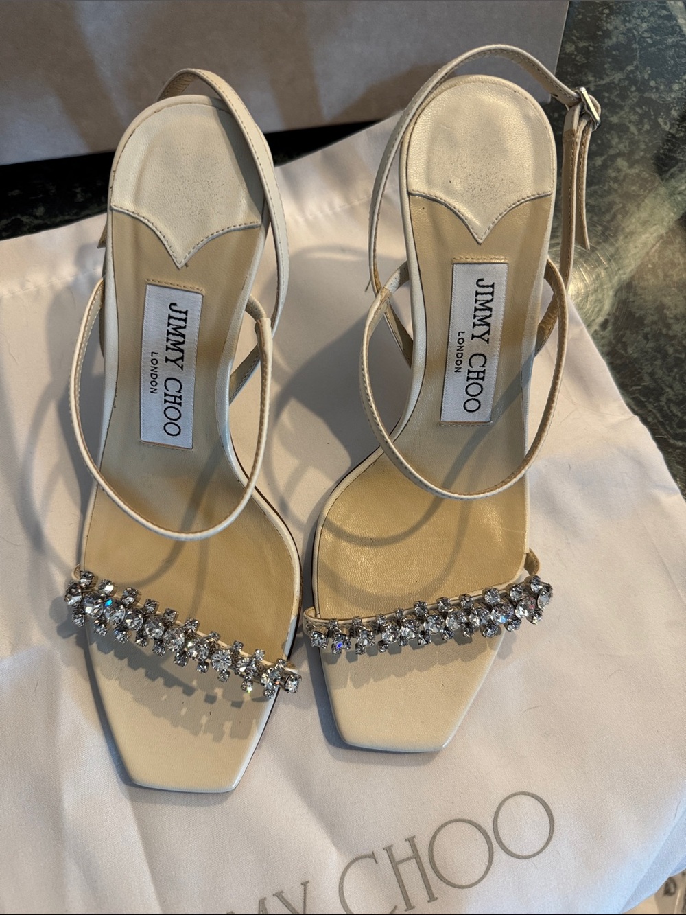 Jimmy Choo meira bridal Crystal-Strap Slingback Heels 36